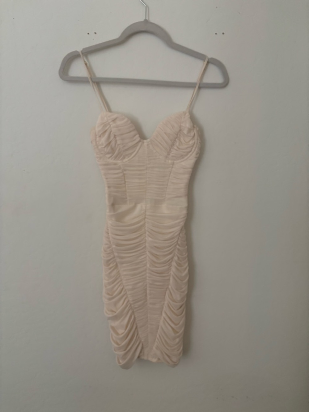 Meshki Cream Ruched Corset Mini Dress Size XS